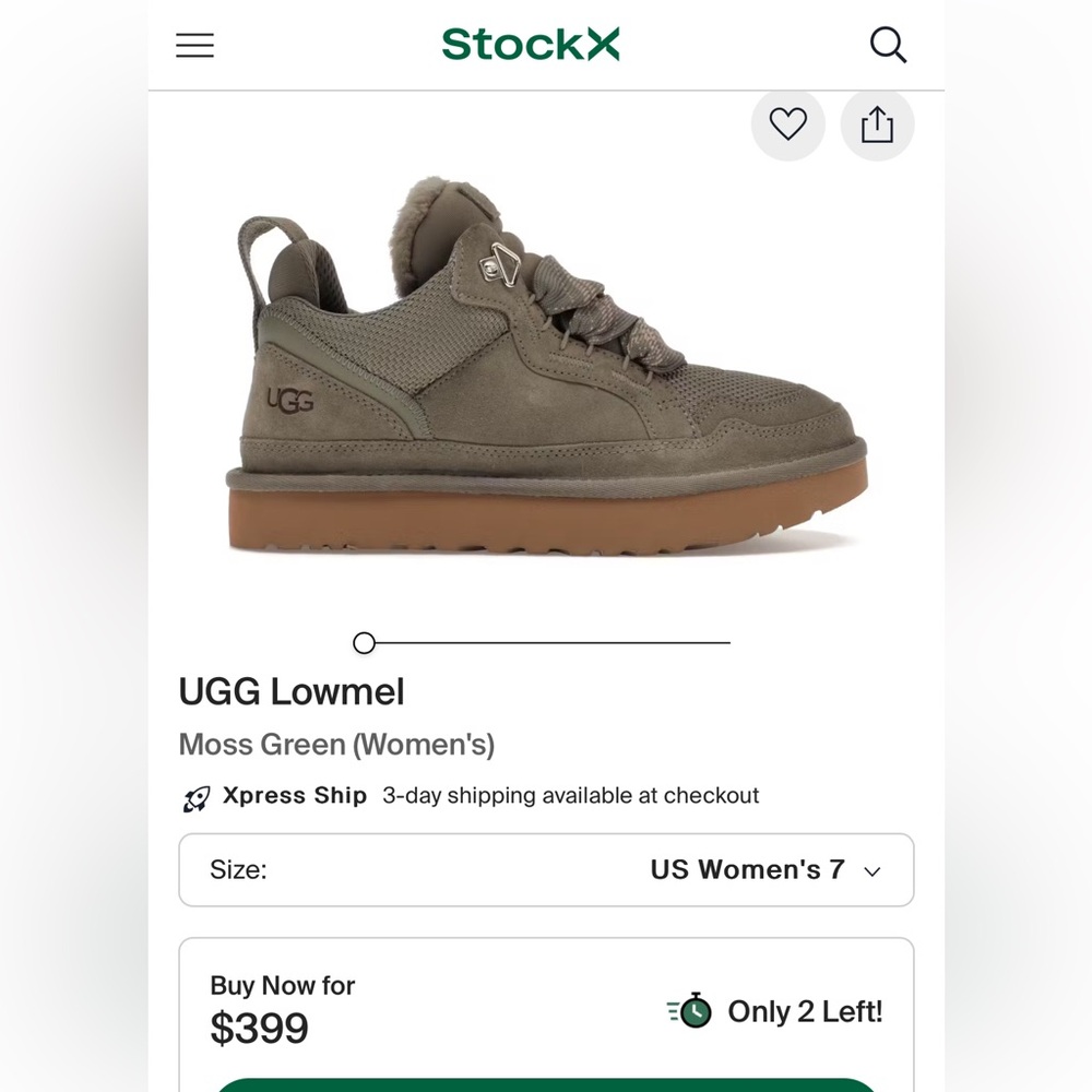 UGG Lowmel moss green Sneakers with Brown Sole